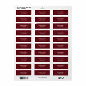 Minimalistische dieprode retouradreslabel etiket (Full Sheet)