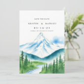 Minimalistische digitale berg save the date (Staand voorkant)