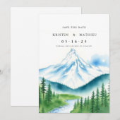 Minimalistische digitale berg save the date (Voorkant / Achterkant)