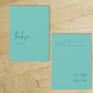 Minimalistische Digitale Dankjewel Teal Kaart