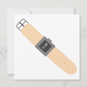 Minimalistische digitale smartwatch beige leren ba kaart