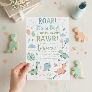 minimalistische Dinosaur Baby Shower-feest jongen  Kaart