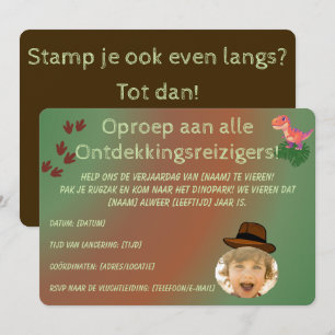 Minimalistische Dinosaurus Uitnodiging – Verjaarda