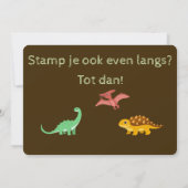 Minimalistische Dinosaurus Uitnodiging – Verjaarda (Achterkant)
