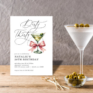 Minimalistische Dirty Thirty Martini Roze Strik Ve Kaart