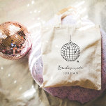 Minimalistische Disco Ball | Bruiloftsfeest Tote Bag<br><div class="desc">Deze trendy maar toch elegante canvas tas van een bruiloftsfeest heeft een moderne en minimalistische stijl,  met handgeschreven script en klassieke tekst. Een met de hand getekende discobal is te zien in een zwarte illustratie. Het perfecte cadeau voor je bruidsgenoot.</div>