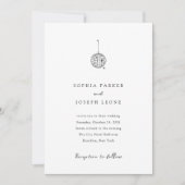 Minimalistische Disco Ball | Zwart-wit bruiloft Kaart (Voorkant)