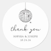 Minimalistische Disco Ball | Zwart-wit bruiloft Ronde Sticker (Voorkant)