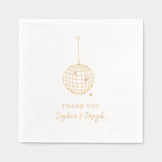 Minimalistische discobal | Goud Folie Servetten (Voorkant)