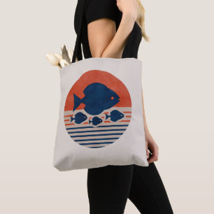 Minimalistische Discus & Tetras Mid-Century Kunst Tote Bag