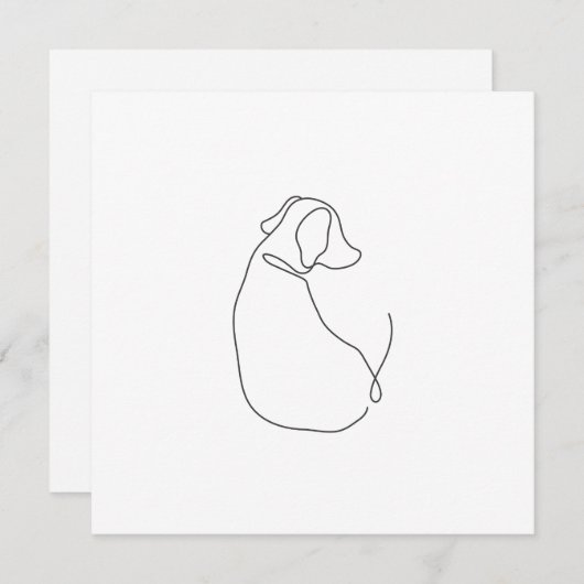 Minimalistische Dog Continuous Line Drawing Kaart (Voorkant / Achterkant)