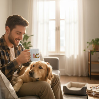 Minimalistische Dog Dad Mok | Pootafdruk Hart