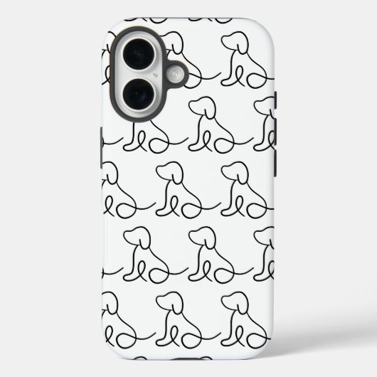 Minimalistische Dog Line Art iPhone Case (Achterkant)