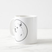 Minimalistische dogecoin print koffiemok (Voorkant links)