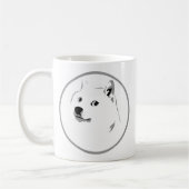 Minimalistische dogecoin print koffiemok (Links)