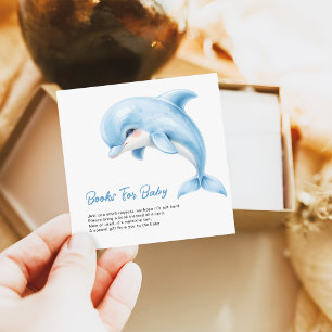 Minimalistische Dolfijn Baby shower Boeken Verzoek Informatiekaartje