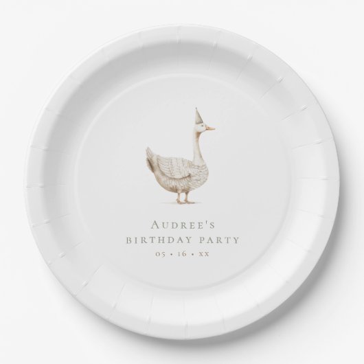 Minimalistische domme ganzen verjaardagsfeestje papieren bordje (Voorkant)