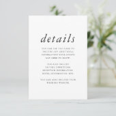 Minimalistische Donker Grijs en Wit Trouwdetails Informatiekaartje (Staand voorkant)