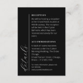 Minimalistische donker zwart-wit bruiloft info informatiekaartje (Voorkant)