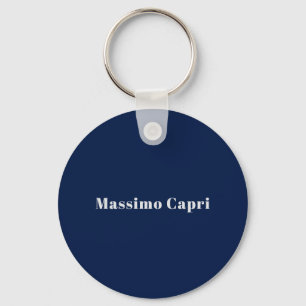 Minimalistische donkerblauwe elegante eigen naam v sleutelhanger