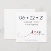 Minimalistische donkerblauwe en bordeauxrode 'Save Kaart (Voorkant / Achterkant)