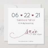 Minimalistische donkerblauwe en bordeauxrode 'Save Kaart (Voorkant)