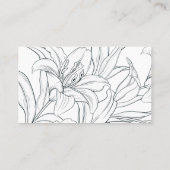 Minimalistische Donkerblauwe en Witte Lelie Custom Visitekaartje (Achterkant)