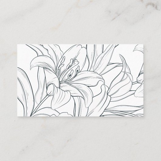 Minimalistische Donkerblauwe en Witte Lelie Custom Visitekaartje (Achterkant)