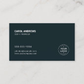 Minimalistische Donkerblauwe en Witte Lelie Custom Visitekaartje (Voorkant)