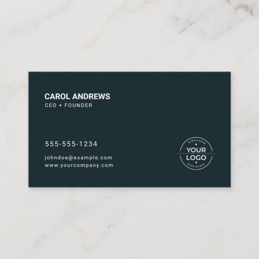 Minimalistische Donkerblauwe en Witte Lelie Custom Visitekaartje (Voorkant)