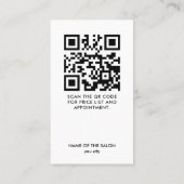 Minimalistische Donkerblauwe Gouden QR Code Barber Visitekaartje (Achterkant)
