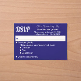 Minimalistische Donkerblauwe Huwelijks-RSVP RSVP Kaartje