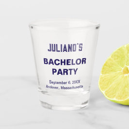 Minimalistische donkerblauwe tekst vrijgezellenfee shot glas