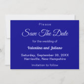 Minimalistische Donkerblauwe Trouw Save The Date (Voorkant)