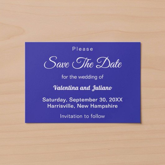 Minimalistische Donkerblauwe Trouw Save The Date