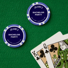 Minimalistische donkerblauwe vrijgezellenfeest pok poker chips