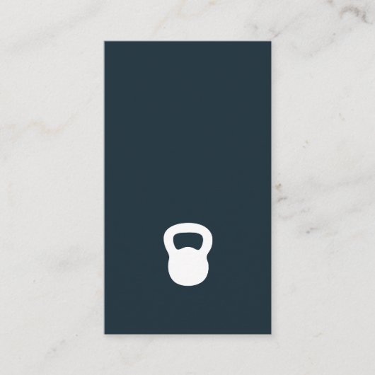 Minimalistische Donkerblauwe Witte Kettlebell Gym Visitekaartje (Voorkant)