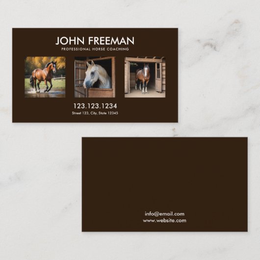 Minimalistische Donkerbruine Paarden Foto's Equine Visitekaartje (Voorkant / Achterkant)