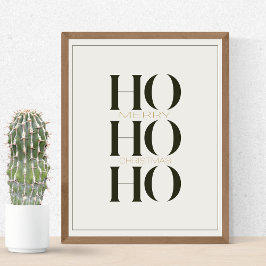 Minimalistische donkere dennengroene "HO HO HO" gr Poster
