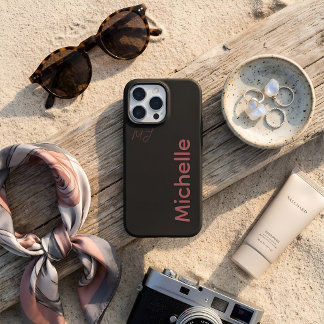 Minimalistische donkere esthetische roze aangepast iPhone 16 pro max hoesje