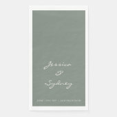 Minimalistische Donkere Sage Green Script Weddensc Servet (Voorkant)