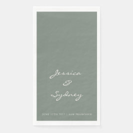 Minimalistische Donkere Sage Green Script Weddensc Servet