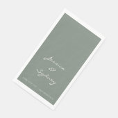 Minimalistische Donkere Sage Green Script Weddensc Servet (Hoek)