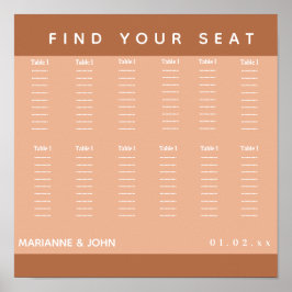 Minimalistische donkere terracotta trouwstoelindel poster