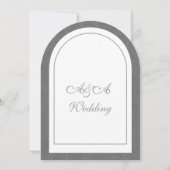 Minimalistische donkergrijze en witte boog bruilof kaart (Voorkant)