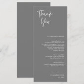 Minimalistische donkergrijze kaart voor tafelkaart (Voorkant / Achterkant)