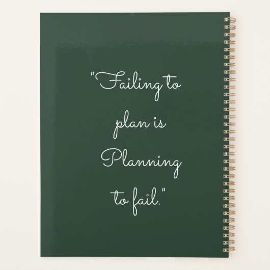 Minimalistische Donkergroene Custom Persoonlijk Ma Planner (Achterkant)