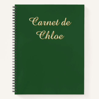 Minimalistische donkergroene Franse naam notebook Notitieboek