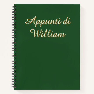 Minimalistische donkergroene Italiaanse naamnotiti Notitieboek