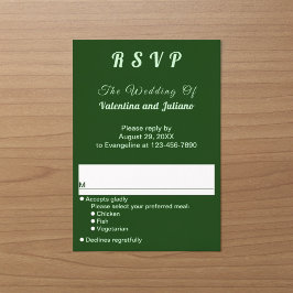 Minimalistische donkergroene portret-huwelijks-RSV RSVP Kaartje